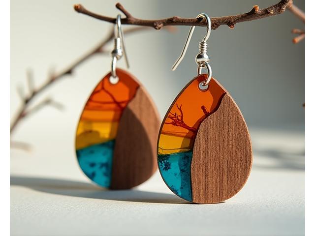 Artistic Wood Resin Earrings