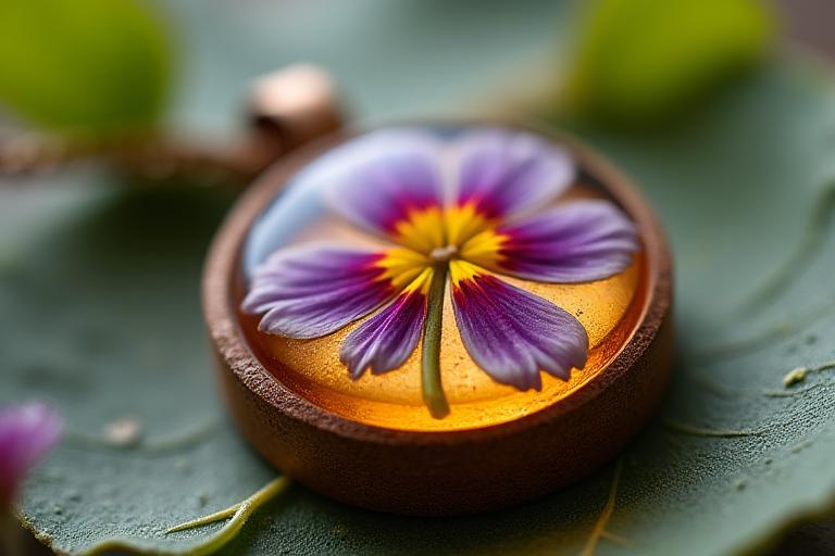 Pressed Flower Resin Wood Jewelry